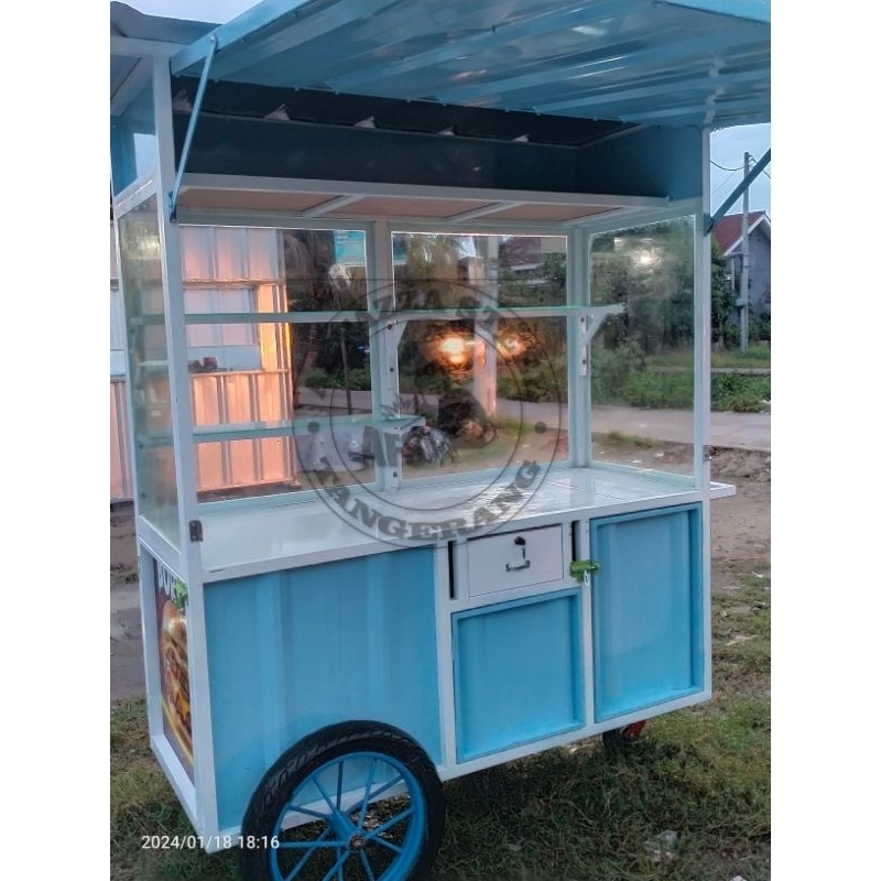 Jual gerobak jualan gerobak roti bakar 150x60x200cm | Shopee Indonesia