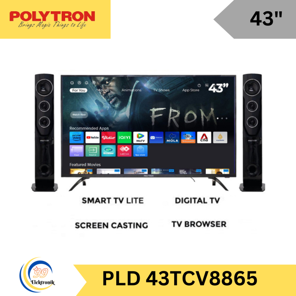 Jual LED TV 43 INCH POLYTRON PLD 43TCV8865 SMART TV TOWER SPEAKER ...