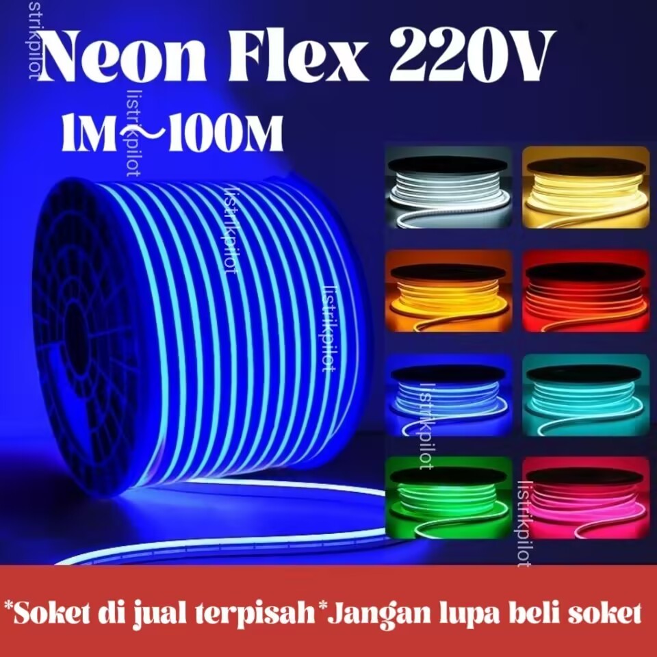 Jual Lampu Led Neon Flex Selang 220v Meteran Flexible Sign Strip