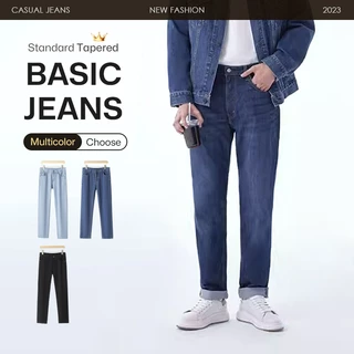 Denim Celana Jeans Pria Celana Reguler Fit Pria Jeans Cowok Dewasa Jeans Jumbo Korean Style Straight Pants Hitam Biru Premium Kekinian Panjang Celana Longgar