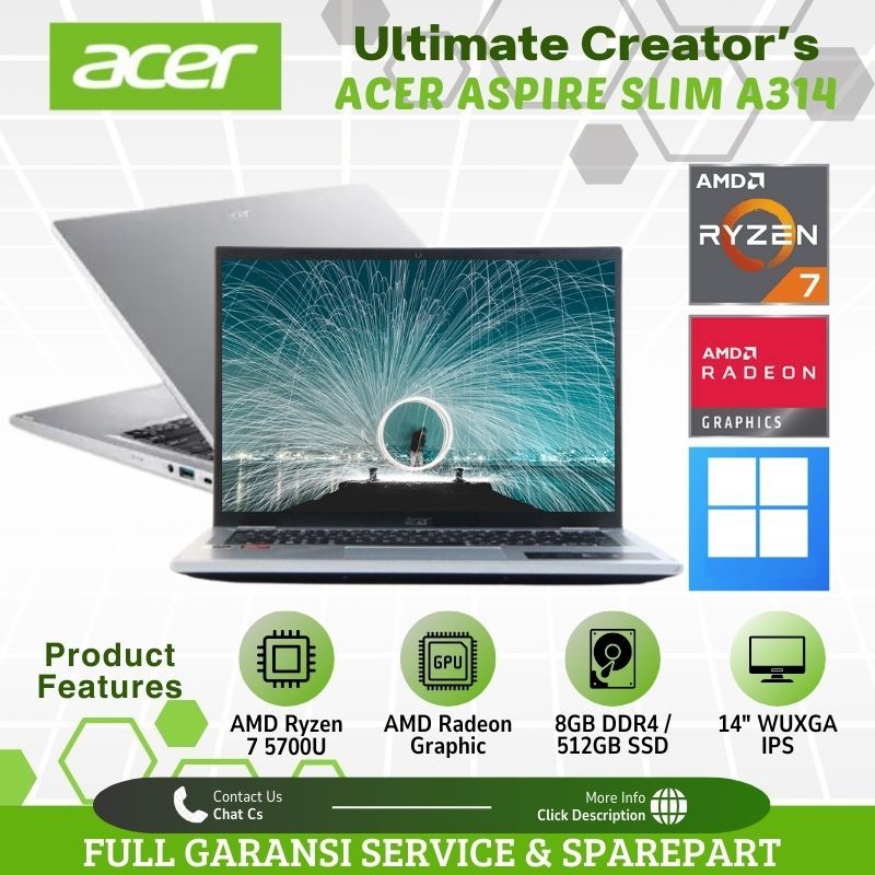 Jual ACER Aspire 3 A314-42P - Ryzen 7 5700U - 8GB - 512GB SSD- Amd ...