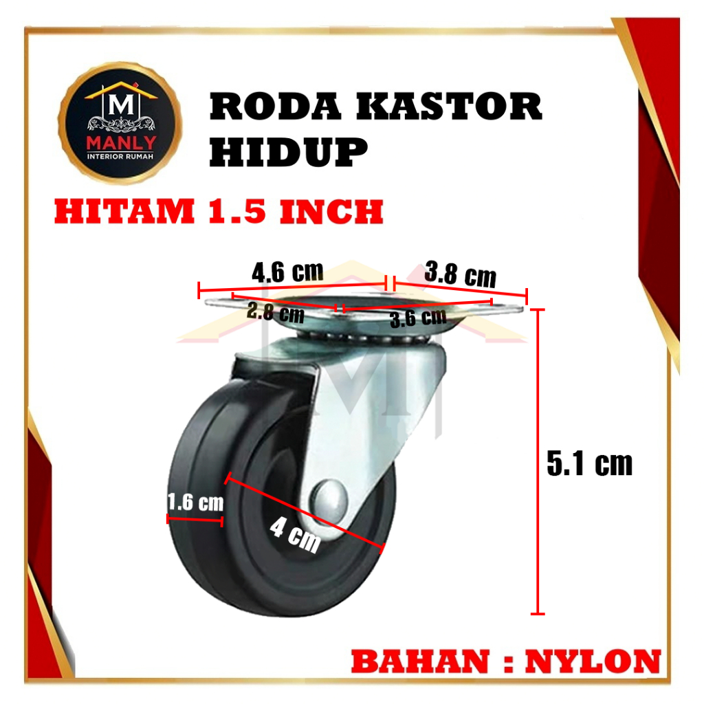 Jual Roda Kastor Lemari 15 Inch Hidup Mati Hiduprem Roda Kastor Troly Roda Kastor 7669