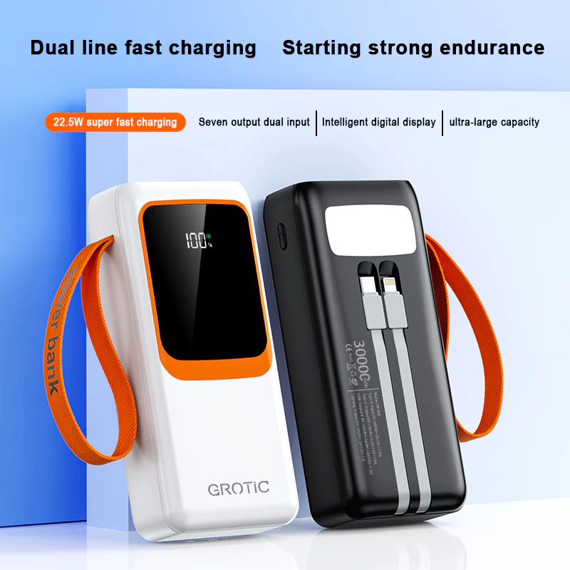 GROTIC Powerbank Fast Charging 22.5W Seven Output Dual Input 30000mAh BY020