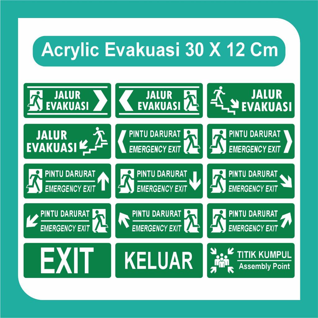 Jual Acrylic Akrilik Sign Jalur Evakuasi X Cm X Cm