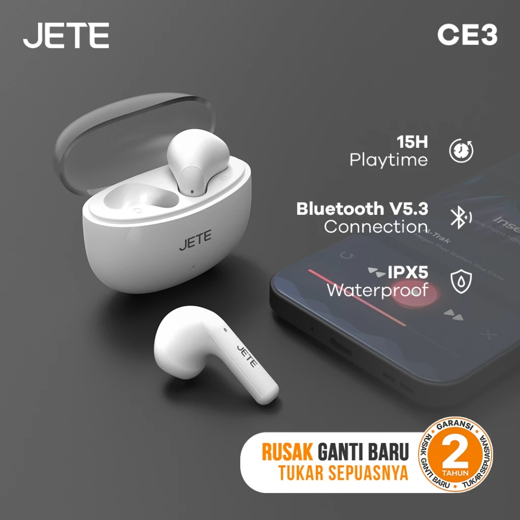 TWS True Wireless Bluetooth Earphone JETE CE3 - Garansi 2 Tahun