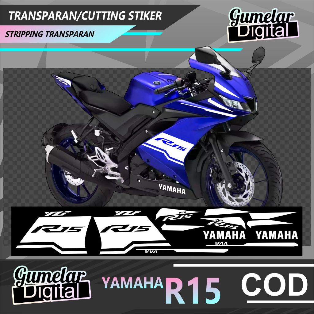Jual STRIPPING TRANSPARAN UV CLEAR SIMPEL YAMAHA R15 V3 DESAIN 1 ...