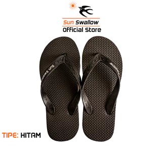 Sun Swallow Sandal Jepit Karet Pria Hitam All Black Size Ukuran 33 34 35 36 37 38 39 40 41 43