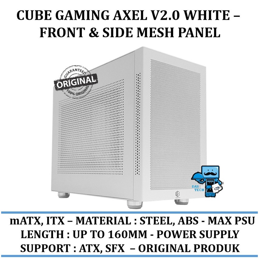 Jual Casing Pc Cube Gaming Axel V2.0 White Front Side Mesh Panel ...