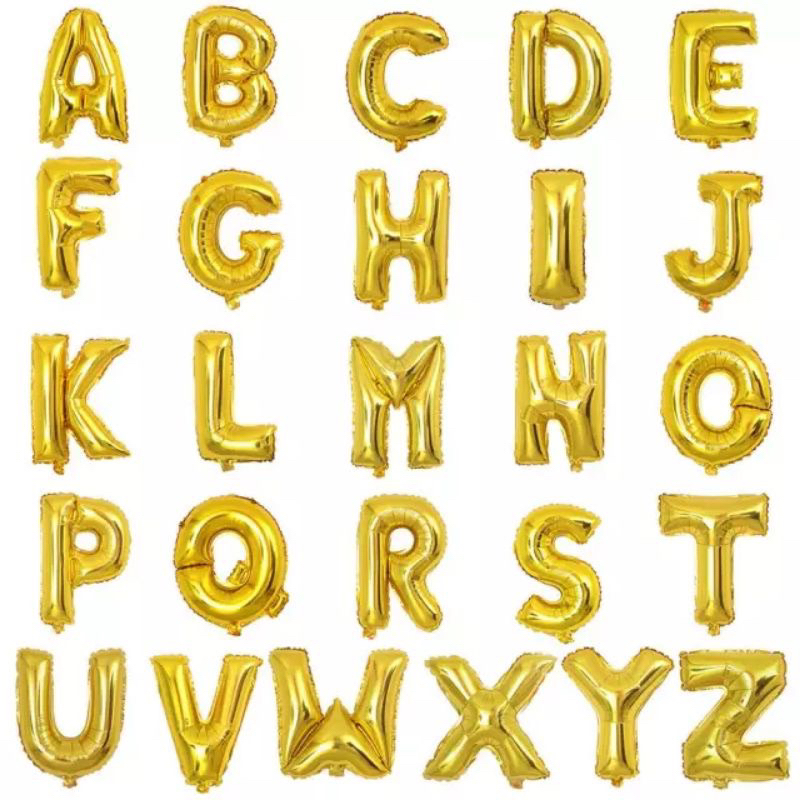 Jual Balon Foil Huruf Gold 16 Inch 40cm 40 Cm Abjad Alphabet / Balloon ...