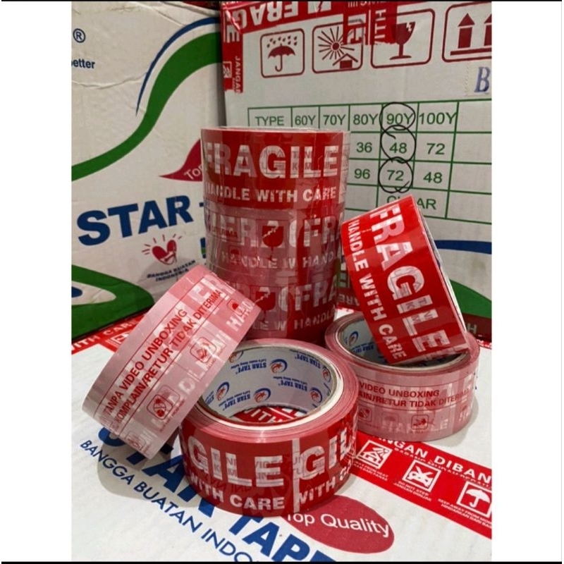 Jual (HARGA/PCS) FRAGILE UNBOXING Seven Star Lakban Plakban Isolasi ...