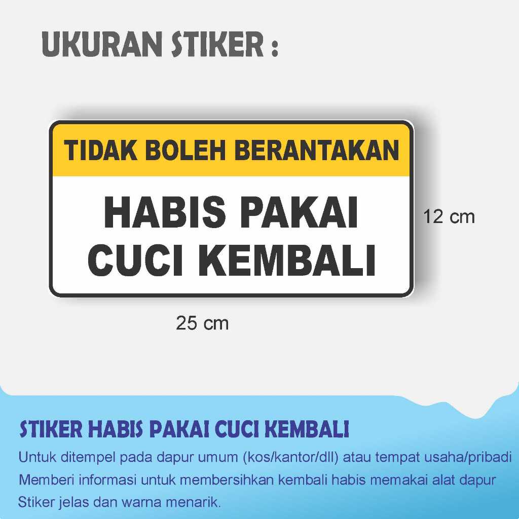 Jual Stiker Habis Pakai Cuci Kembali Ukuran 25 X 12 Cm Shopee Indonesia 0329