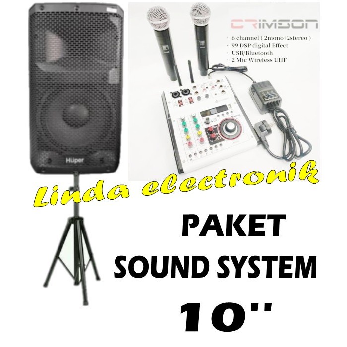 Jual paket sound system huper js9 10 inch 1 buah ag06 free 2 mic ...