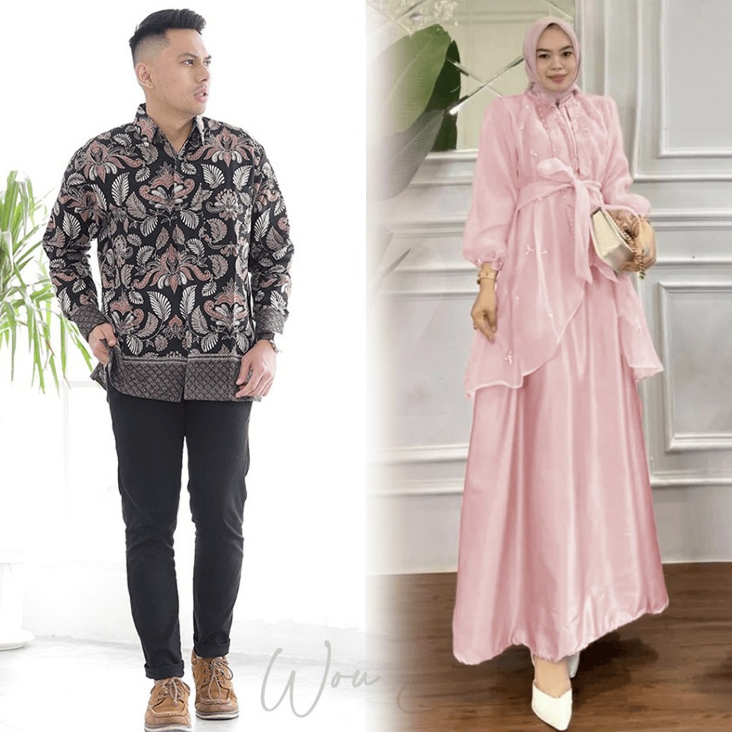 Jual Batik Couple Termurah Gamis Brukat Couple Fidelya Baju Couple Pasangan Dress Couple 9023