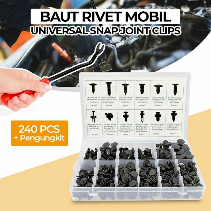 Jual Set Baut Rivet Mobil Universal Clip Kancing Plastik Reparasi Body ...