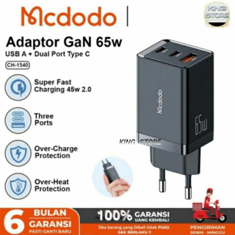 Jual Mcdodo Kepala Adaptor Charger Gan W Fast Charging Pd Qc