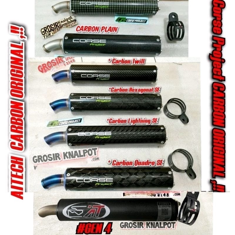 Jual Silincer Knalpot Racing ORIGINAL Aitech & Corse Project Carbon ...