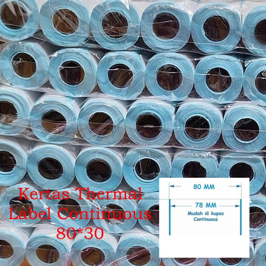 Jual Kertas Thermal Label Sticker Continuous Resi 80 x 30 | Shopee ...