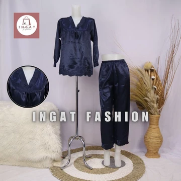 Setelan Piyama Pp Baju Tidur Dewasa Bahan Satin Model Brokat Yj 24