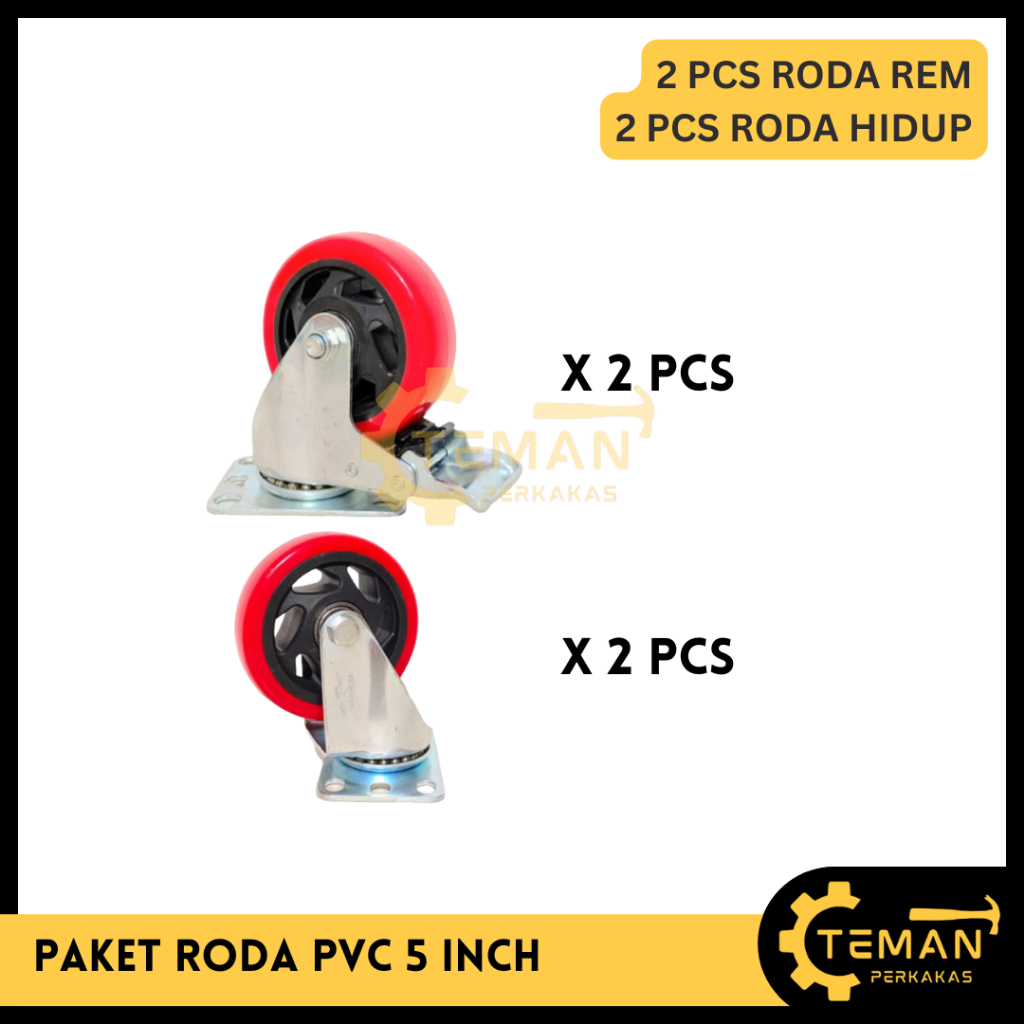Jual PAKET RODA PVC 5 INCH ISI 4 PCS / PAKET SET RODA TROLLEY 5