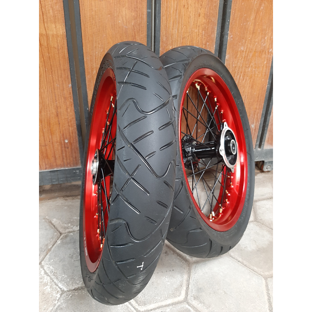 Jual Roda Set Supermoto D-Tracker Wheelset Sumo KLX Ring 17 Velg Rossi ...