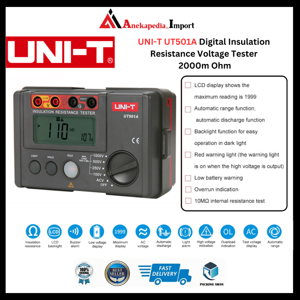 Jual UNI-T UT501A - Digital Insulation Resistance Voltage Tester 2000m ...