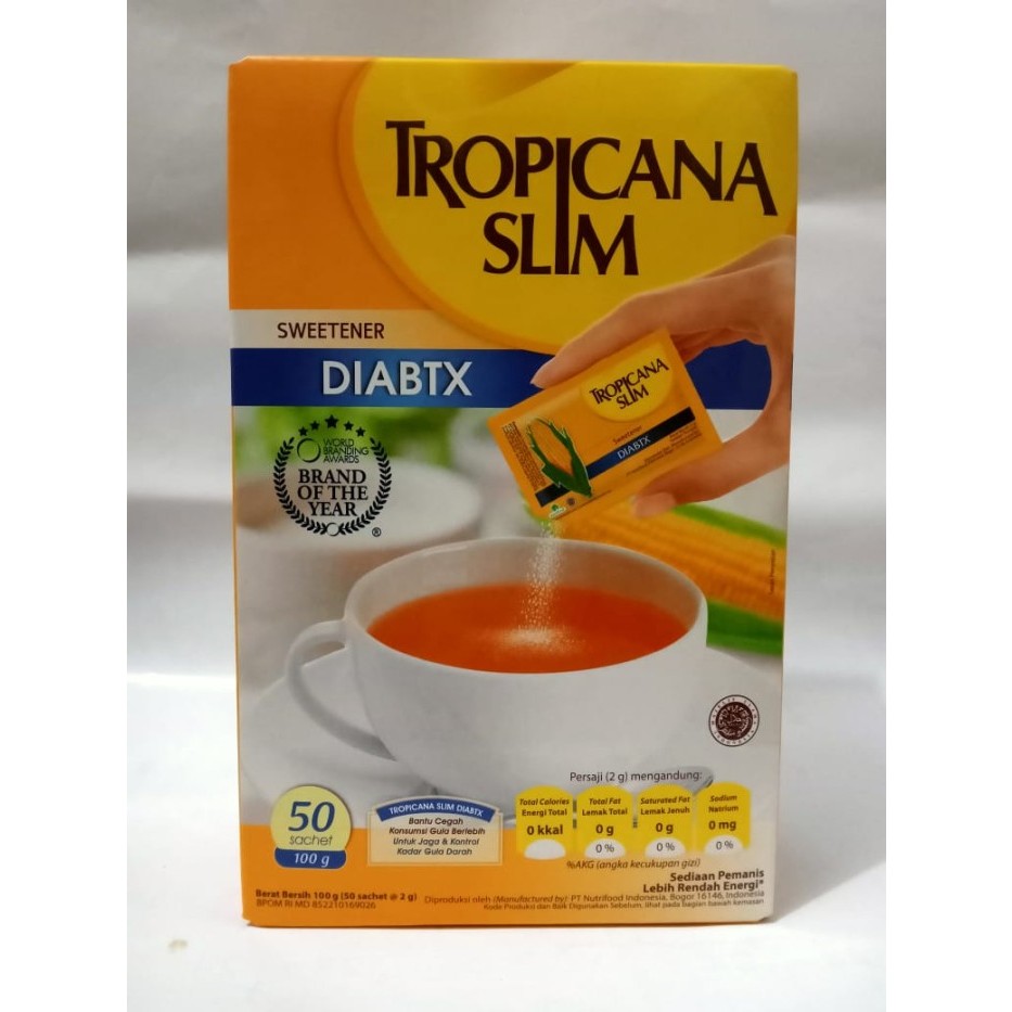 Jual Tropicana Slim Sweetener DIABTX Isi 50 SACHET - Pemanis Alami Aman ...