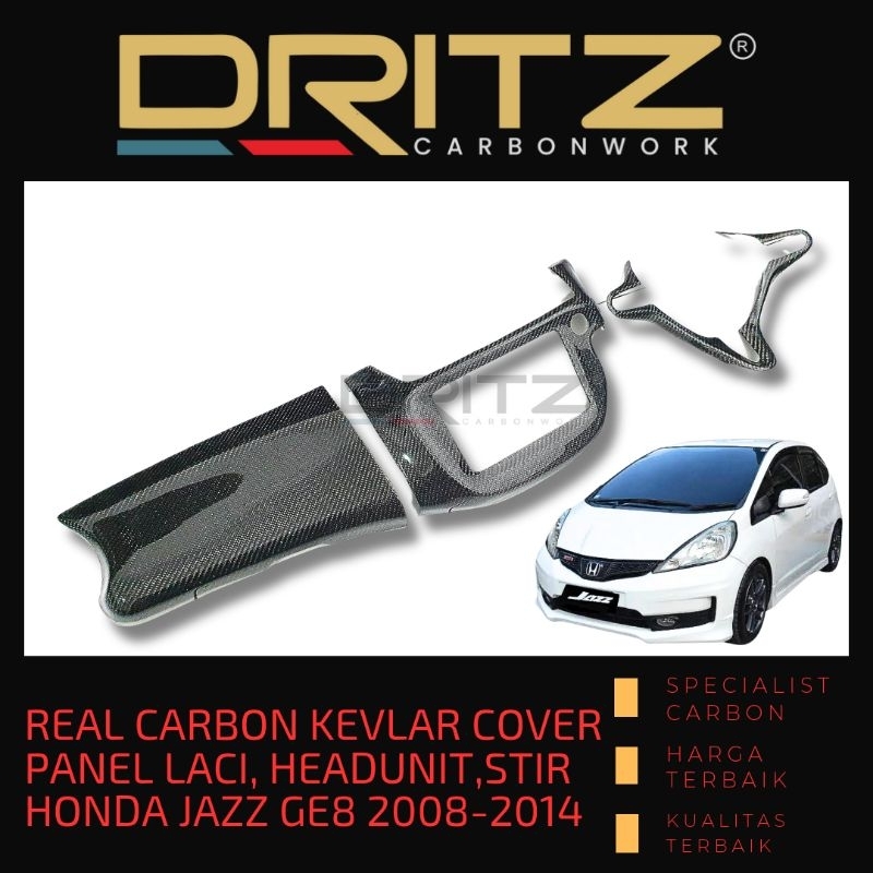 Jual Carbon Cover SET PANEL STIR + PANEL TAPE + LACI HONDA JAZZ GE8