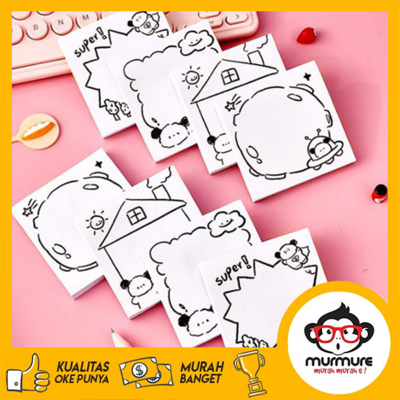 Jual MURMURE I STICKY NOTES BLACK AND WHITE PUPPY CUTE MINI MEMO PAPER ...