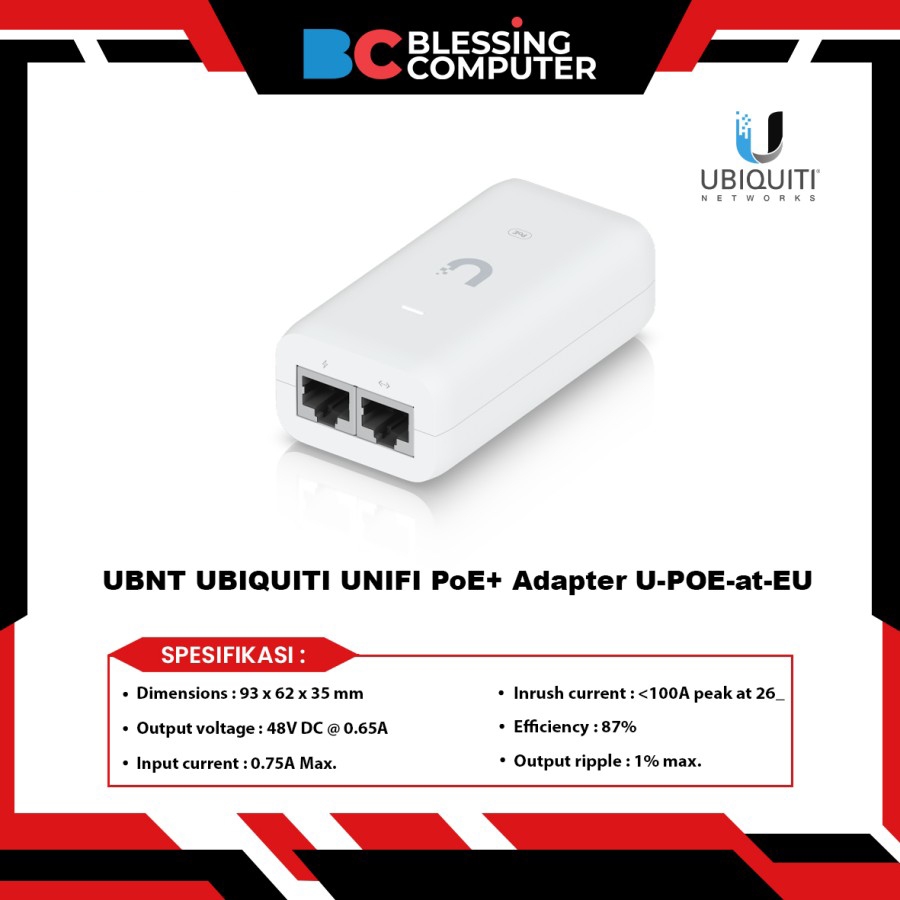 Jual UBNT UBIQUITI UNIFI PoE+ Adapter U-POE at EU | Shopee Indonesia