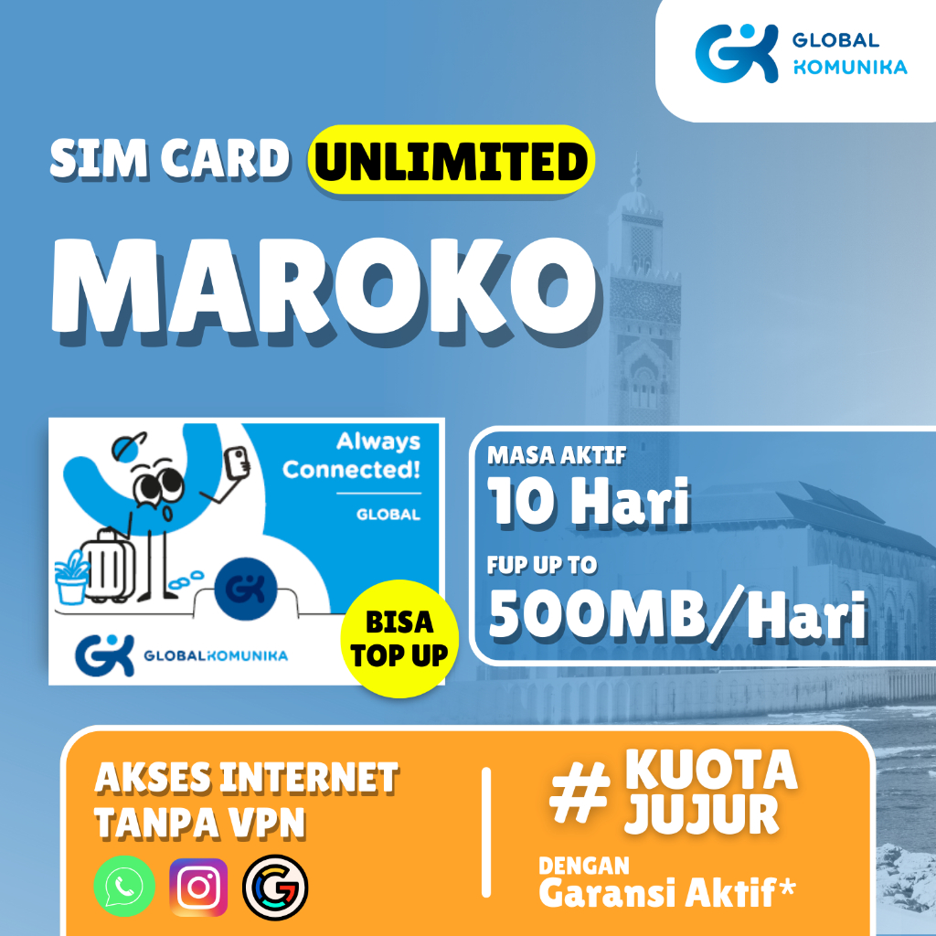 Jual Simcard Maroko Unlimited SIm Card Morocco Shopee Indonesia