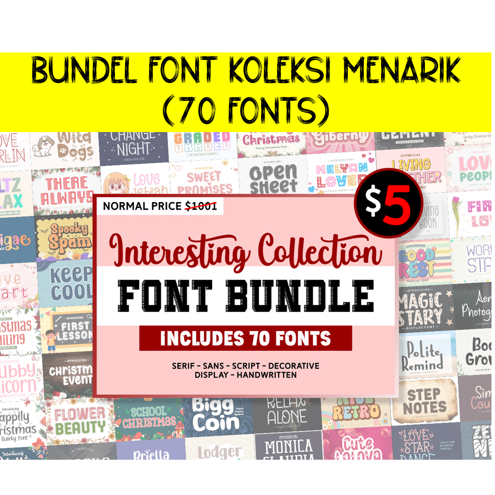 Jual Bundel Font Koleksi Menarik (70 Fonts) | Shopee Indonesia