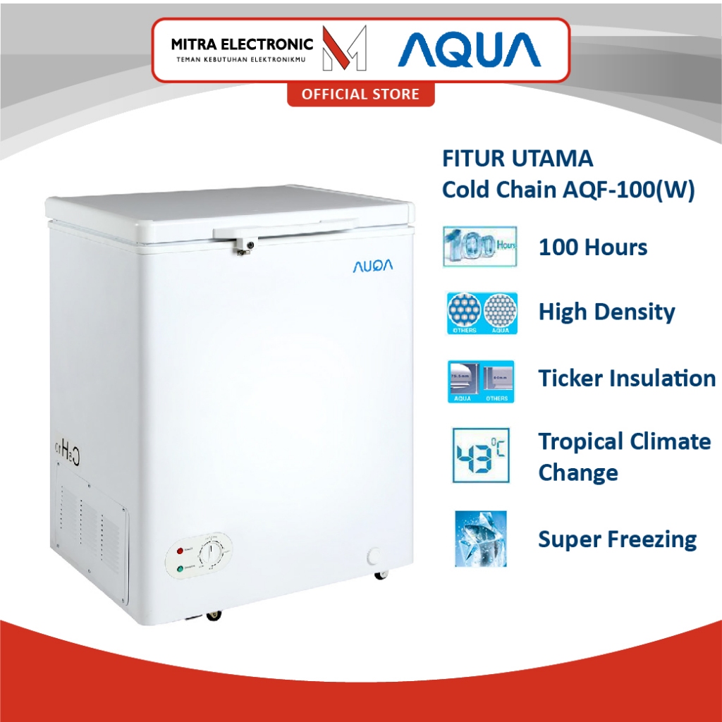 Jual Aqua Electronik Chest Freezer 100 Liter AQF100W Low Voltage Refrigerant R134a Garansi