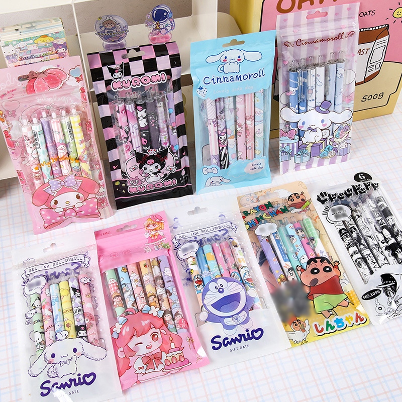 Jual Eeghrerr 6PCS/SET Pena Dorong Sanrio Pulpen Gel Mekanik Pena Gel ...