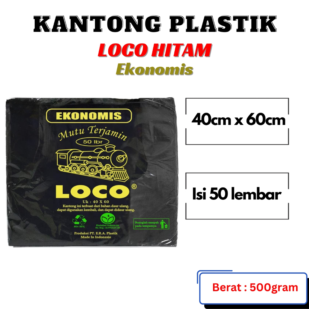 Jual Kantong Plastik Kresek Loco Hitam Ekonomis Lembar Loco