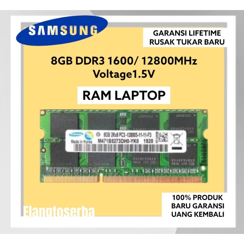 RAM MEMORY LAPTOP SAMSUNG DDR3 8GB 12800/1600MHz ORIGINAL RAM SODIMM  8GB