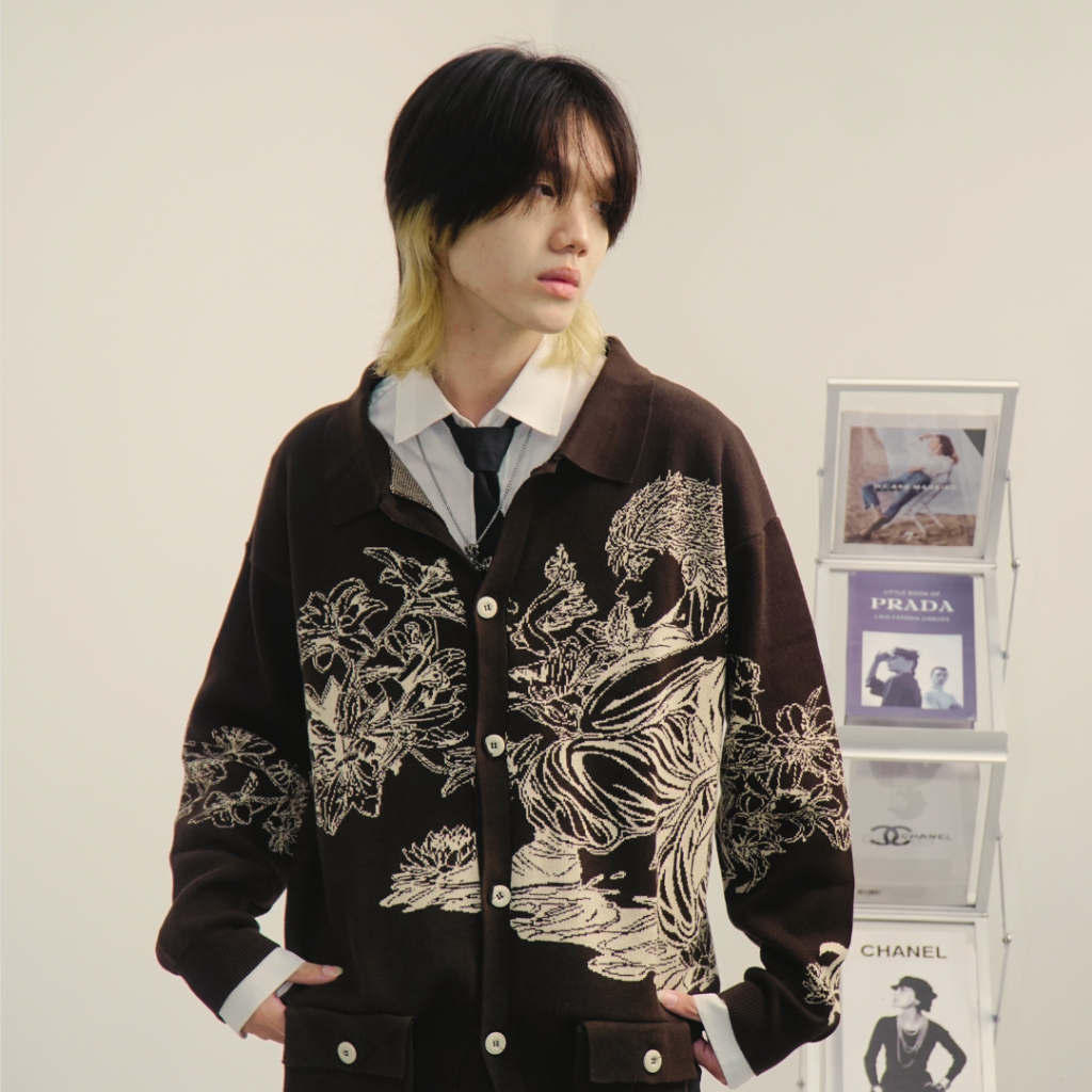 yantor 17ss Line Knit 赤 cardigan