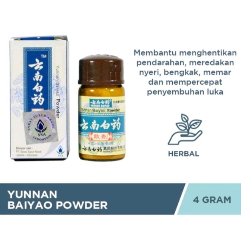 [BPOM] Yunnan Baiyao Powder 4gr | Pendarahan, Penyembuhan Luka, Habis melahirkan