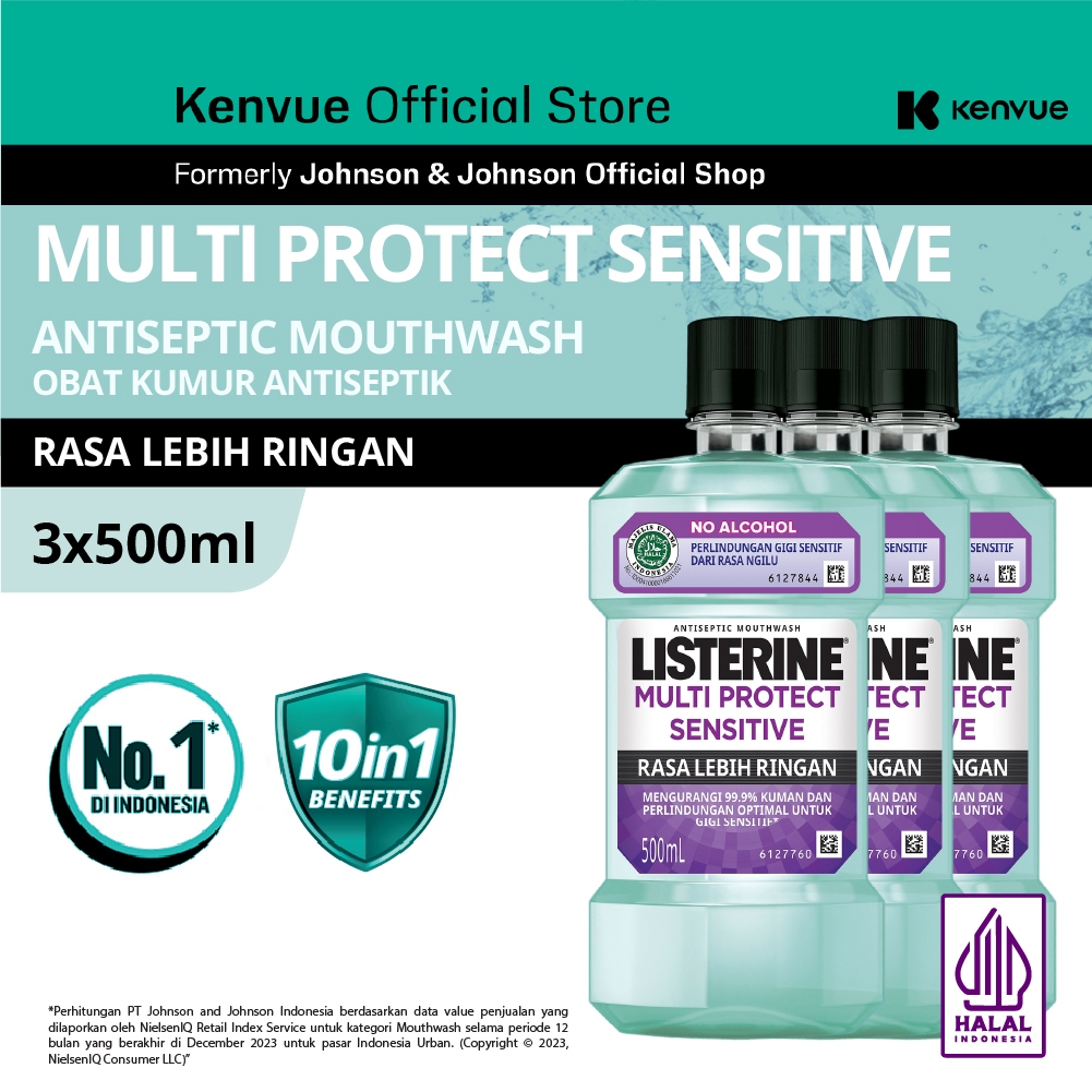 Jual Listerine Multi Protect Sensitive Mouthwash / Obat Kumur 500ml ...