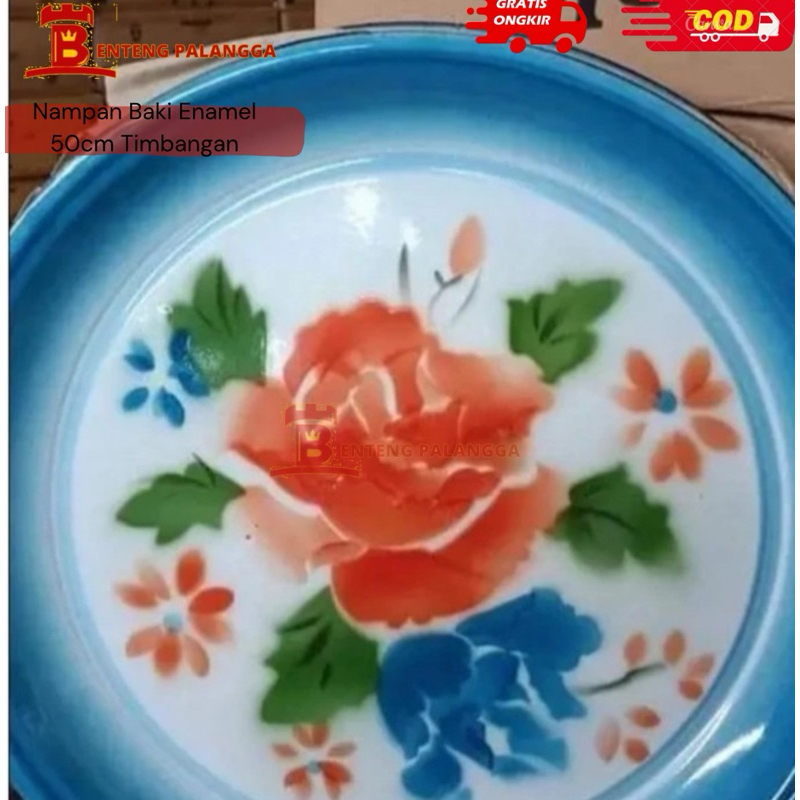 Jual Nampan/Talam/Baki Enamel 50cm Cap Timbangan Motif Warna Tebal ...