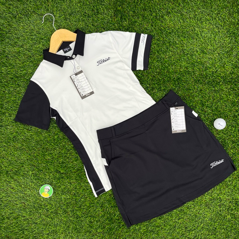 Jual BAJU SET WANITA GOLF T1TLEIST LENGAN PENDEK PUTIH HITAM BAHAN ADEM ...