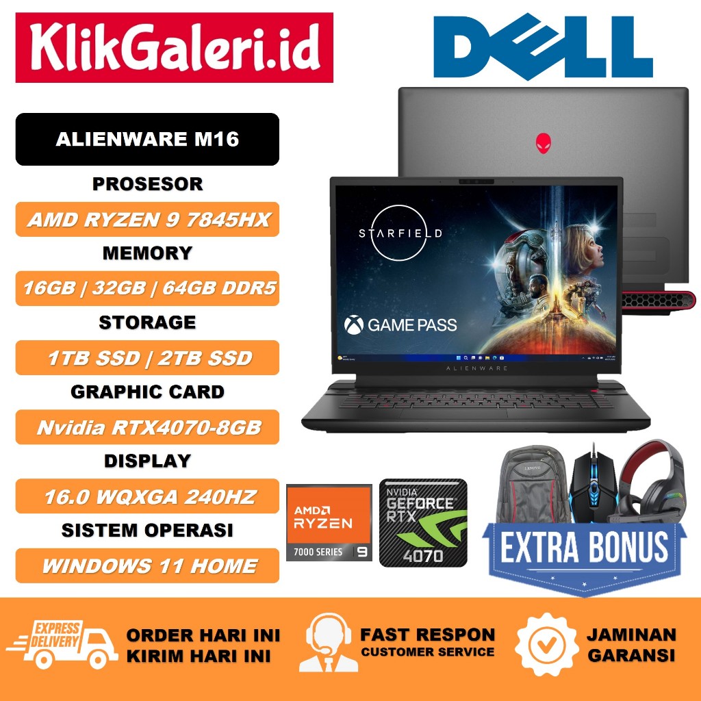 Jual Alienware M16 AMD Ryzen 9 7845HX 64GB DDR5 2TB SSD NVME Nvidia RTX ...