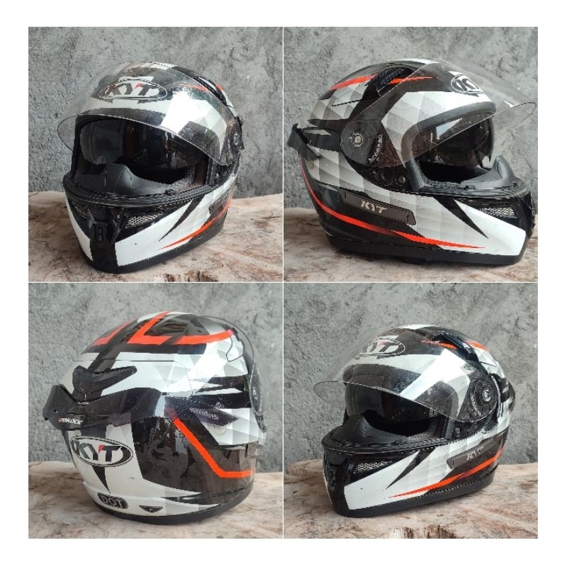 Jual HELM KYT K2 RIDER BLACK WHITE / FULL FACE / DOUBLE VISOR /ANTI UV