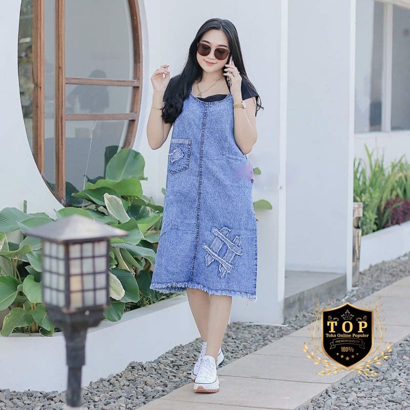 Jual OVERALL JEANS WANITA GAUNI JUMBO | Shopee Indonesia