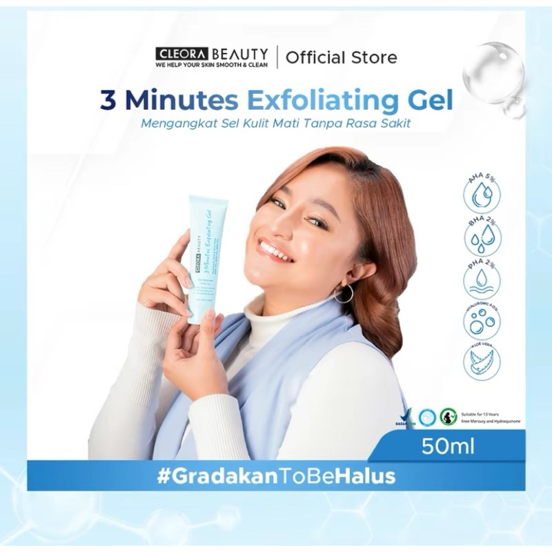 Jual Cleora beauty 3 Minutes Exfoliating gel 50ml Diformulasikan dengan AHA BHA PHA Chemical