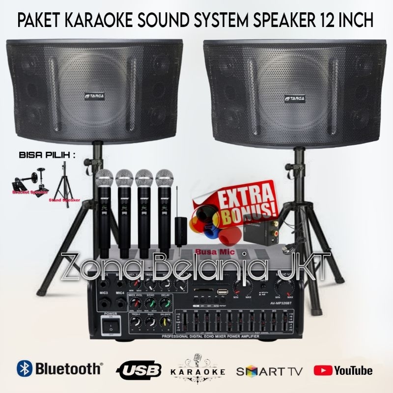 Jual Paket Sound System Karaoke Speaker Targa 12 Inch Amplifier Usb