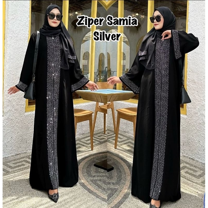 Jual Abaya Arabia ZIPER BLACK /ZIPER SAMIAi Mix List Full Swaroski and ...