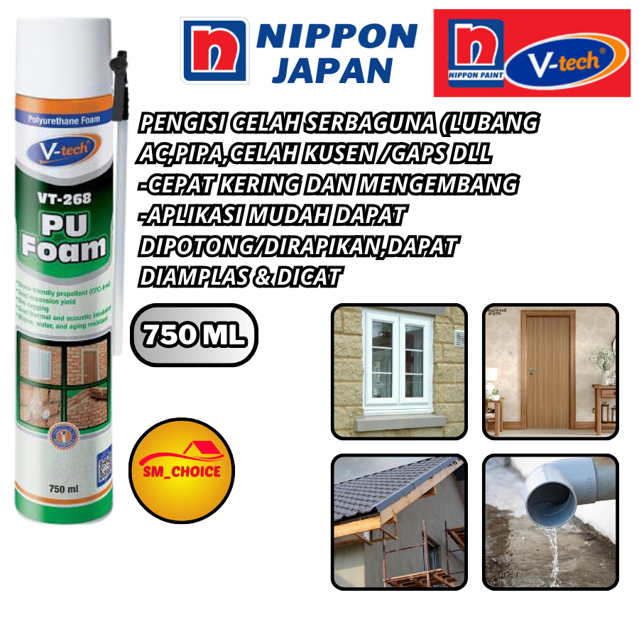 Jual POLYURETHANE SEALANT FOAM VTECH PU FOAM SPRAY NIPPON BUKAN SIKA ...