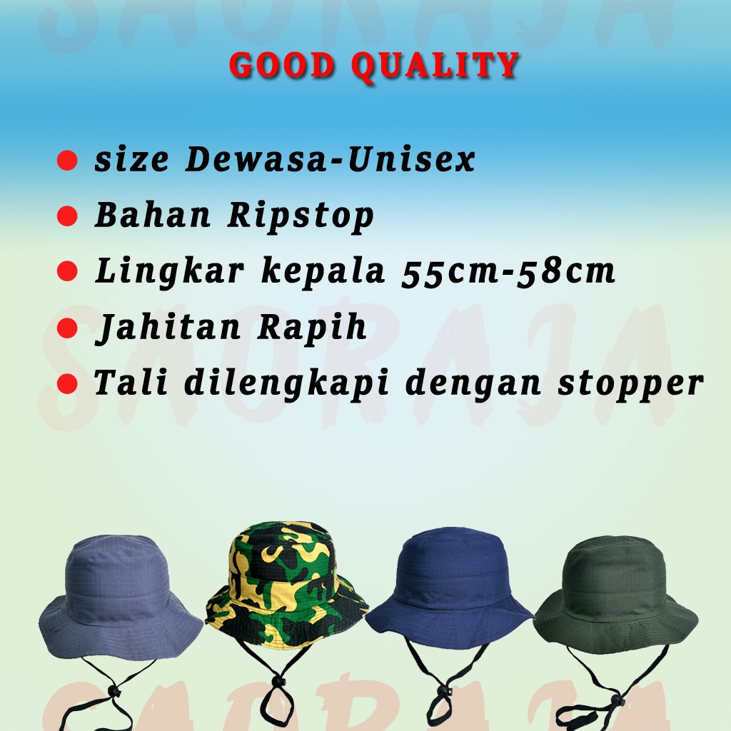 Jual TOPI RIMBA DEWASA BAHAN RIPSTOP BUCKET OUTDOR TOPI GUNUNG PRIA DAN ...