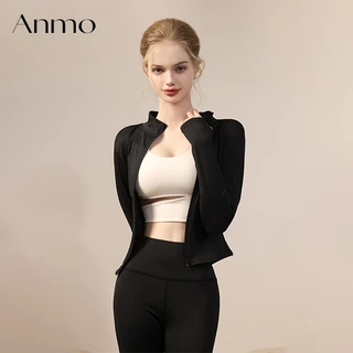 ANMO-Jaket Olahraga Wanita Lengan Panjang Pakaian Yoga Untuk Yoga Olahraga Gym Fitnes