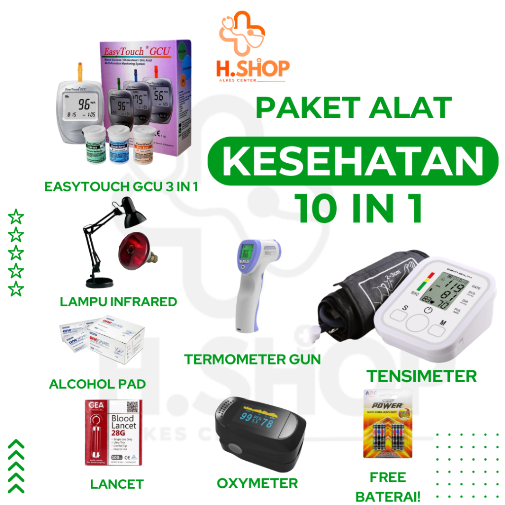 Jual Paket Lengkap Alat Kesehatan Premium 10 In 1 Tensimeter